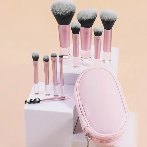 NWT No Label 10pc Makeup Brush Set with Travel Bag - Picture 3 of 9